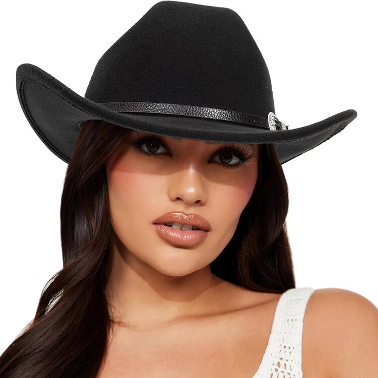 a cowboy puts his hat on a girl